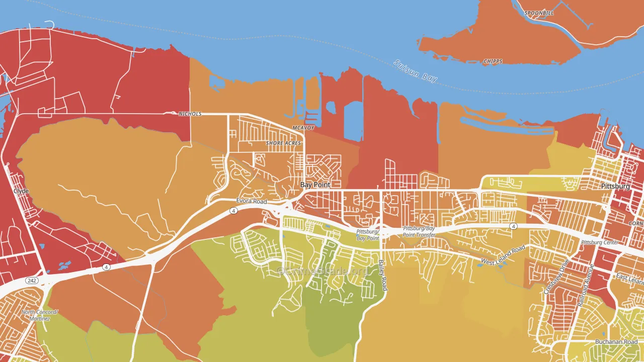 Bay Point, CA Map of Vehicle Theft Rates