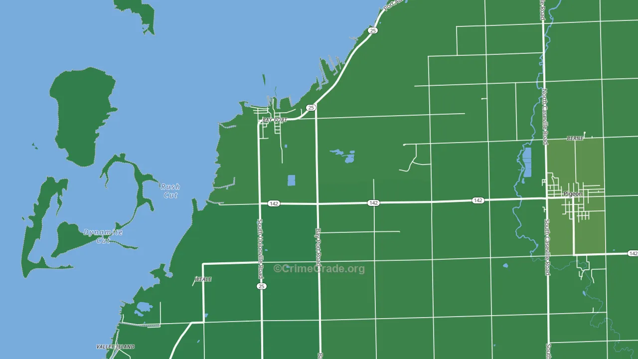 Bay Port, MI Map of Vehicle Theft Rates