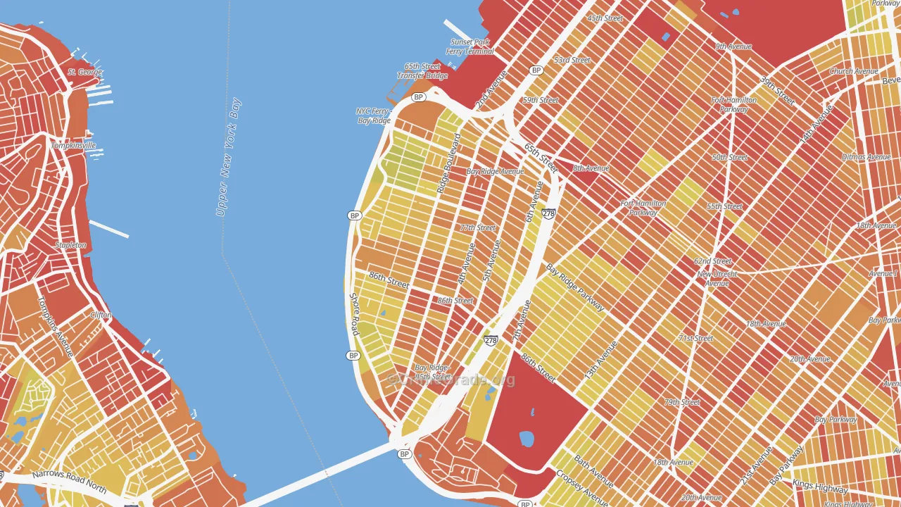 Bay Ridge-Fort Hamilton, Brooklyn, NY Map of Vehicle Theft Rates