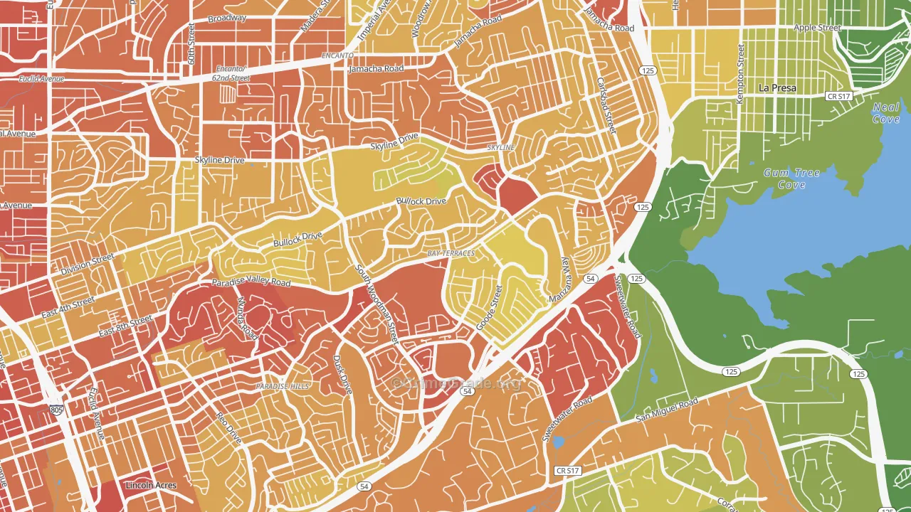 Bay Terraces, San Diego, CA Map of Vehicle Theft Rates
