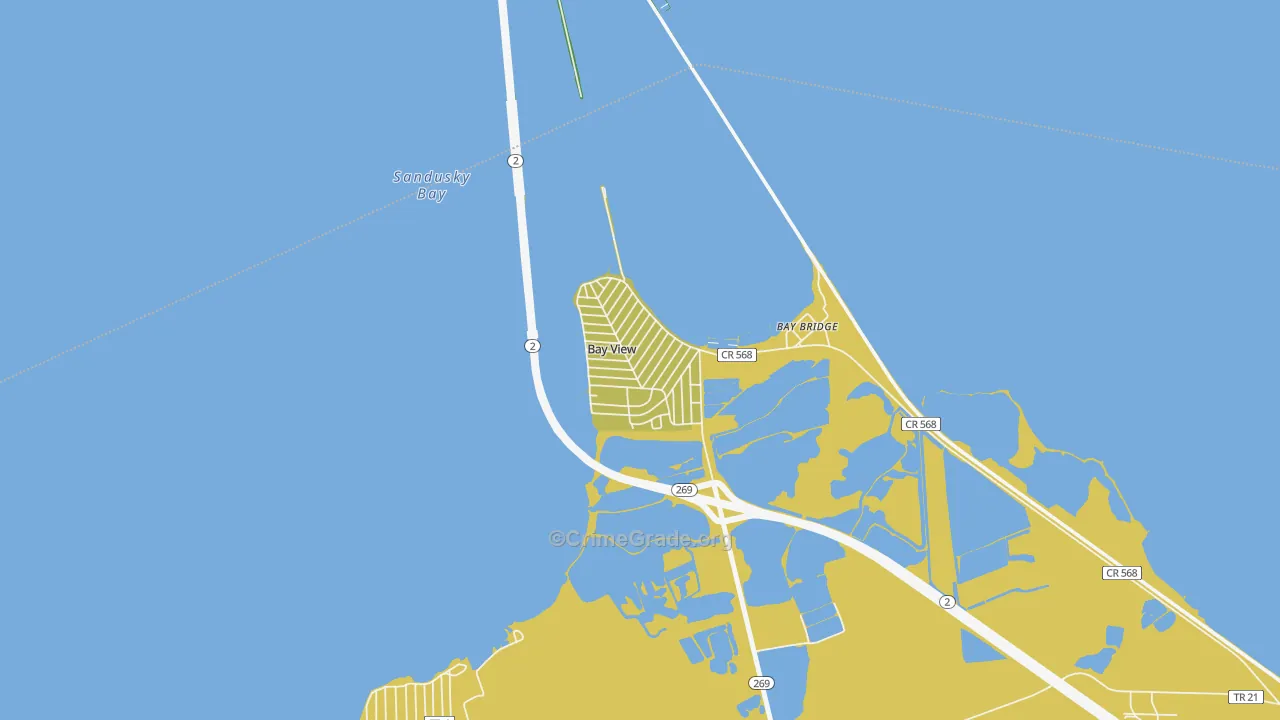 Bay View, OH Map of Vehicle Theft Rates