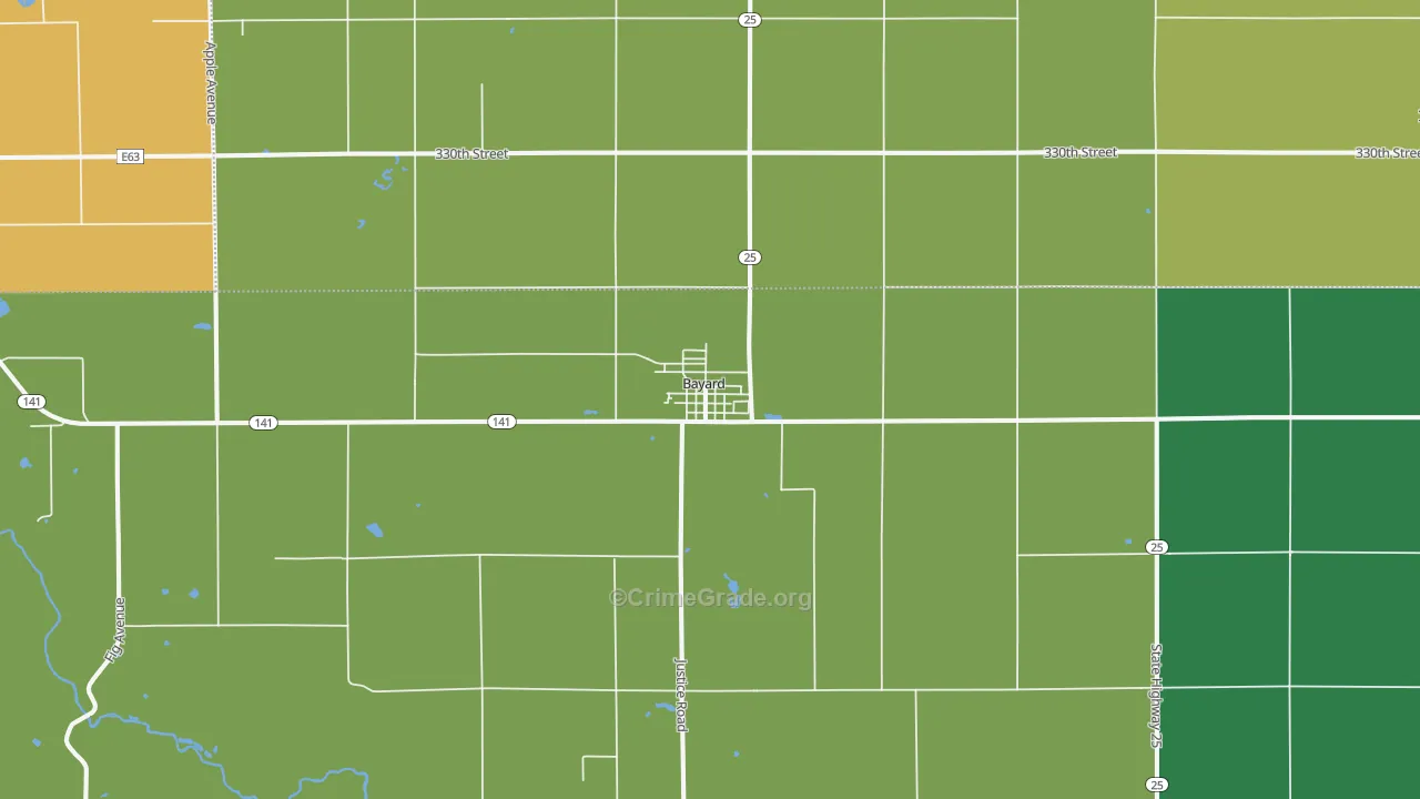 Bayard, IA Map of Vehicle Theft Rates