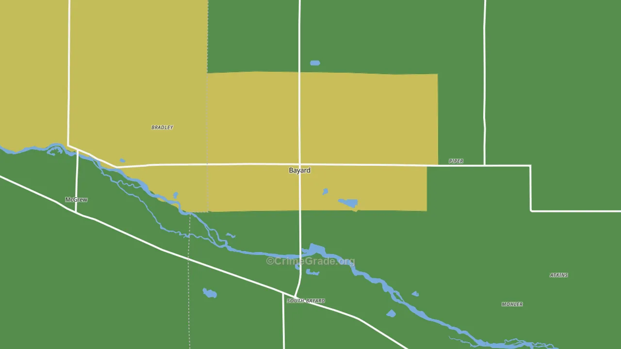 Bayard, NE Map of Vehicle Theft Rates