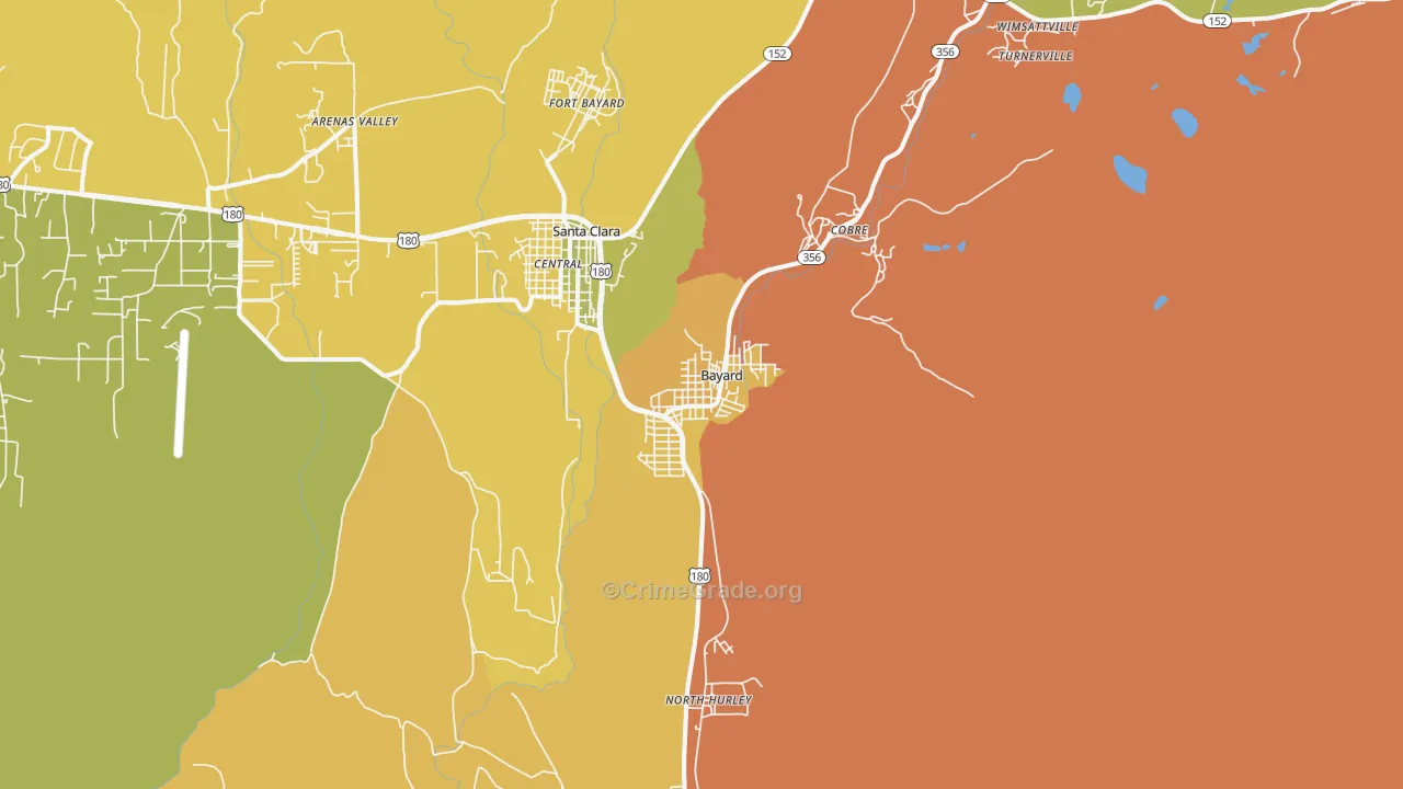 Bayard, NM Map of Vehicle Theft Rates
