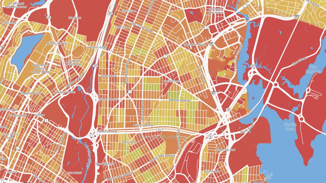 Baychester, Bronx, NY Map of Vehicle Theft Rates