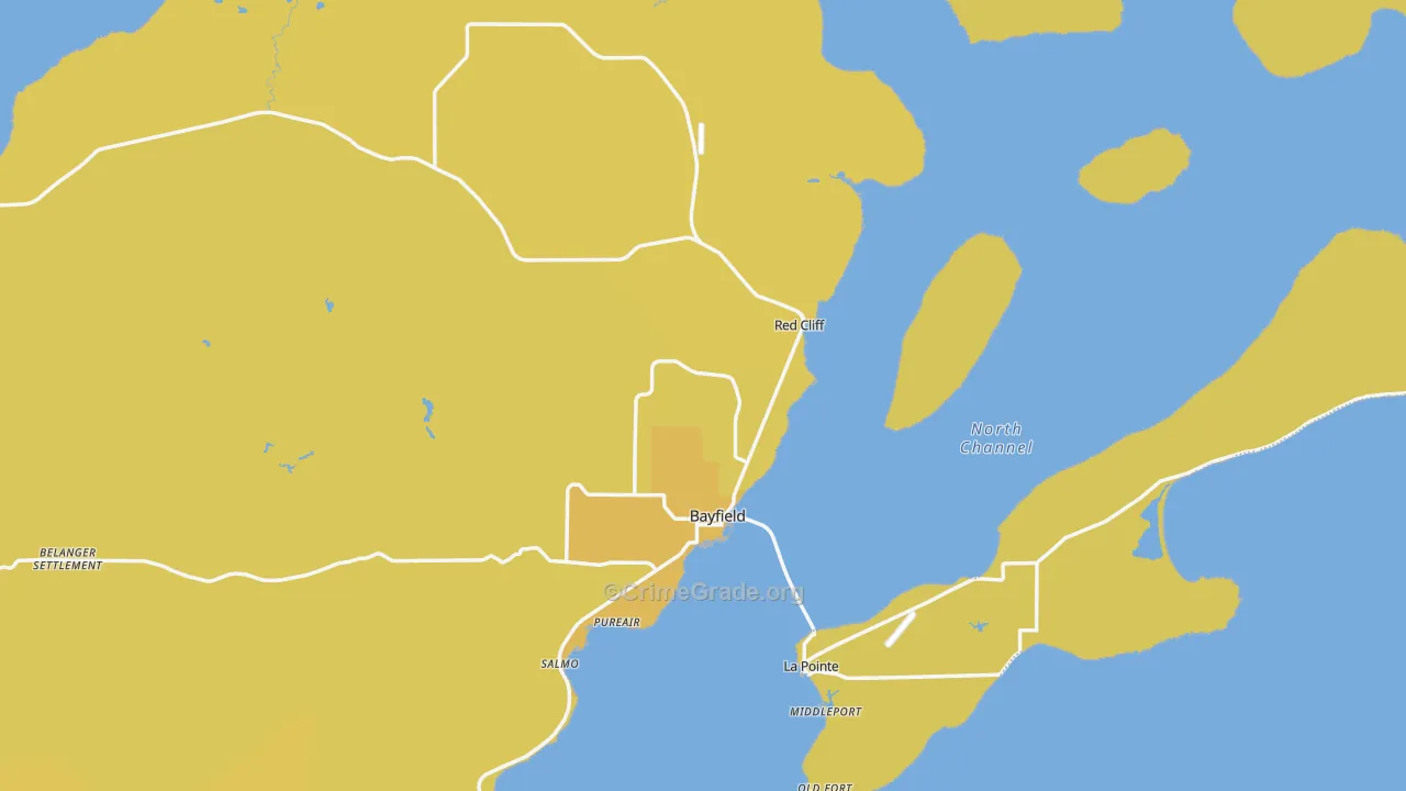 Bayfield, WI Map of Vehicle Theft Rates