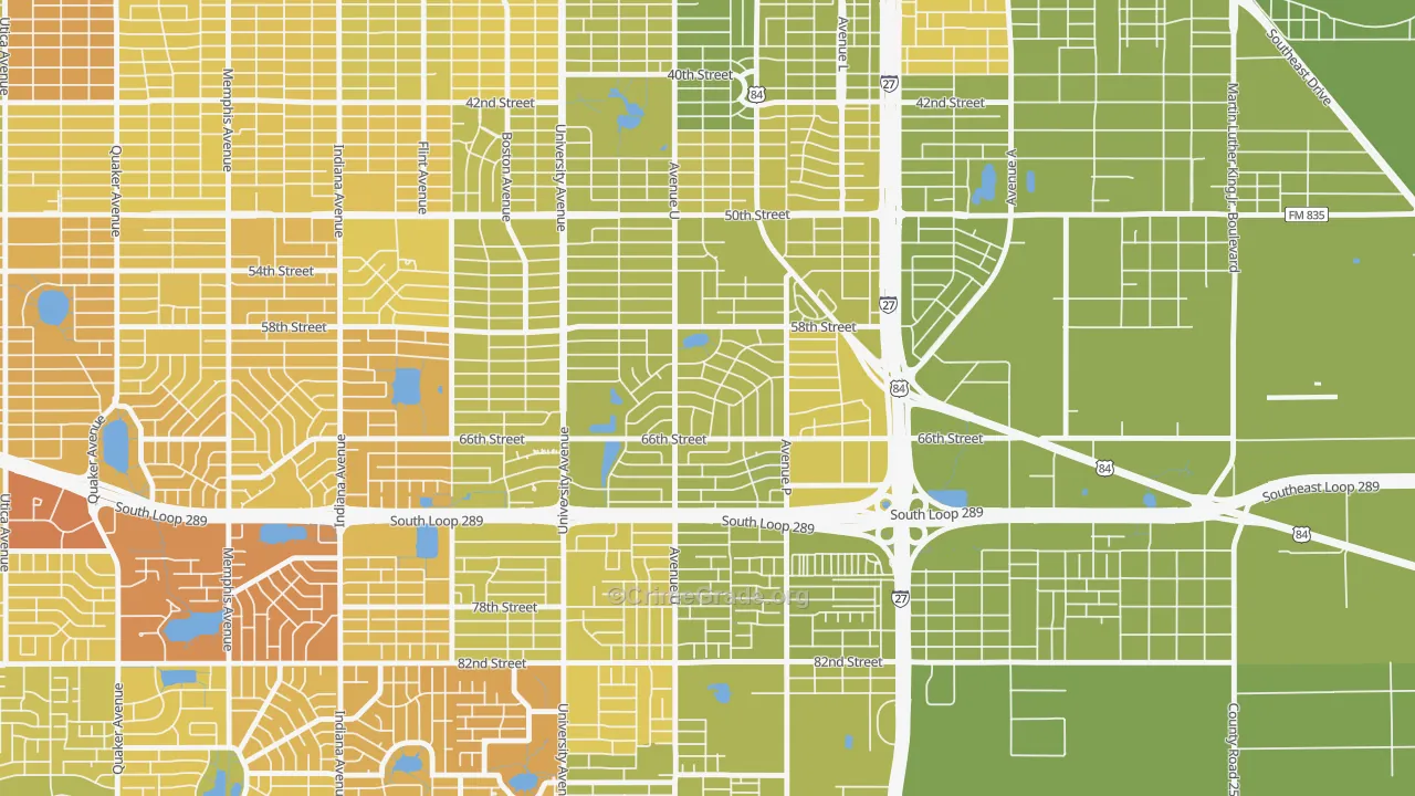 Bayless Atkins, Lubbock, TX Map of Vehicle Theft Rates