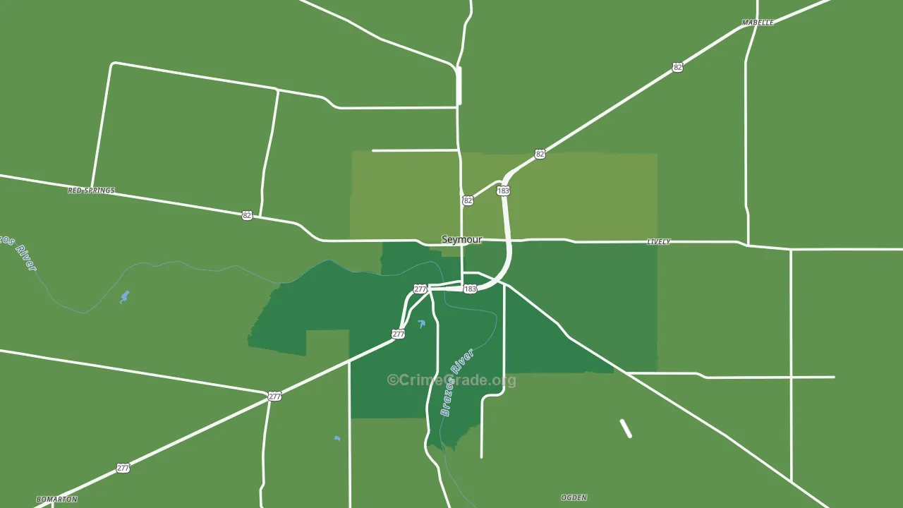 Baylor County, TX Map of Vehicle Theft Rates