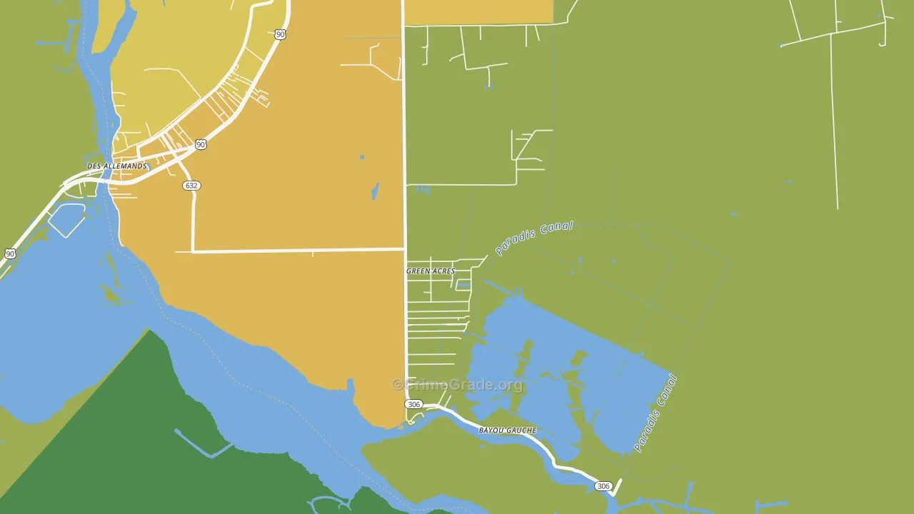 Bayou Gauche, LA Map of Vehicle Theft Rates