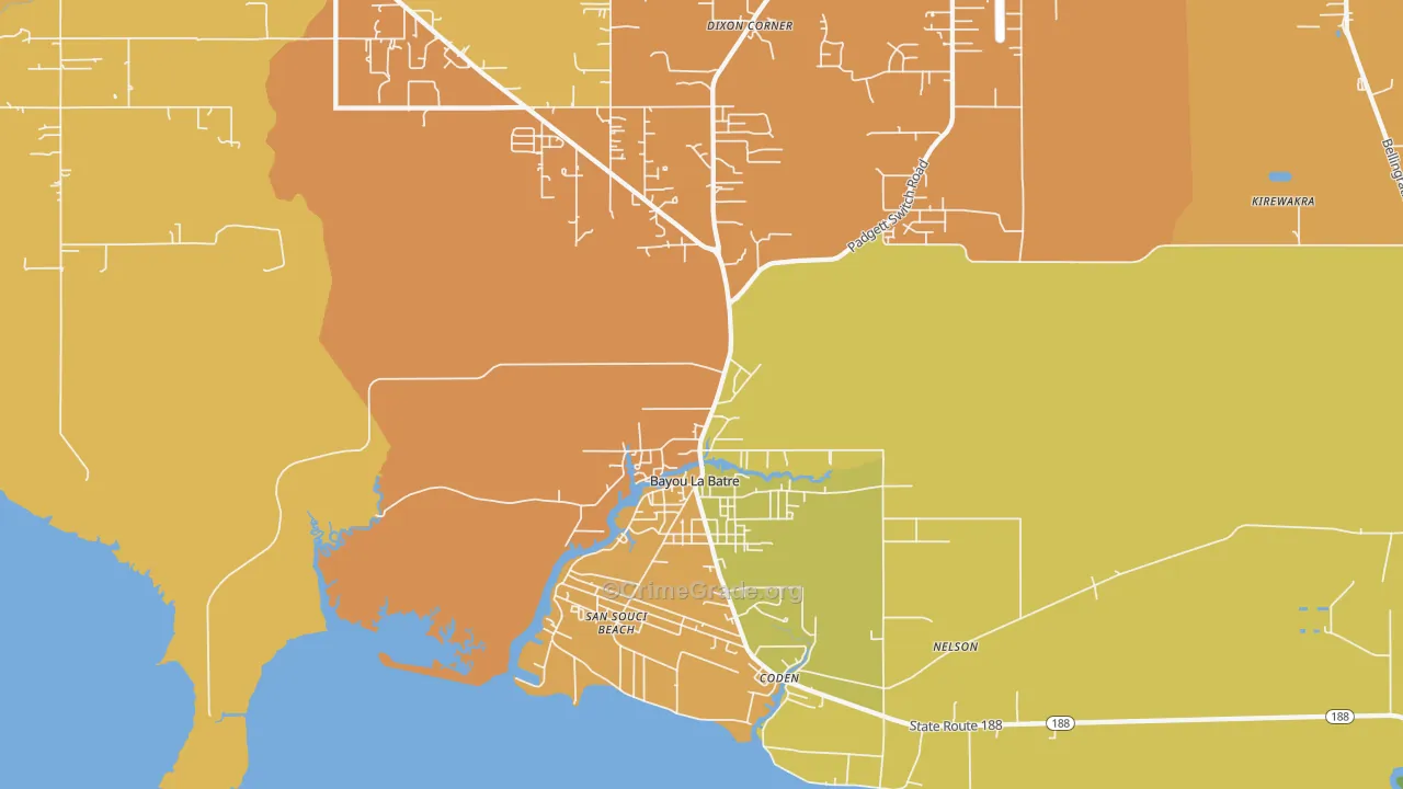 Bayou La Batre, AL Map of Vehicle Theft Rates