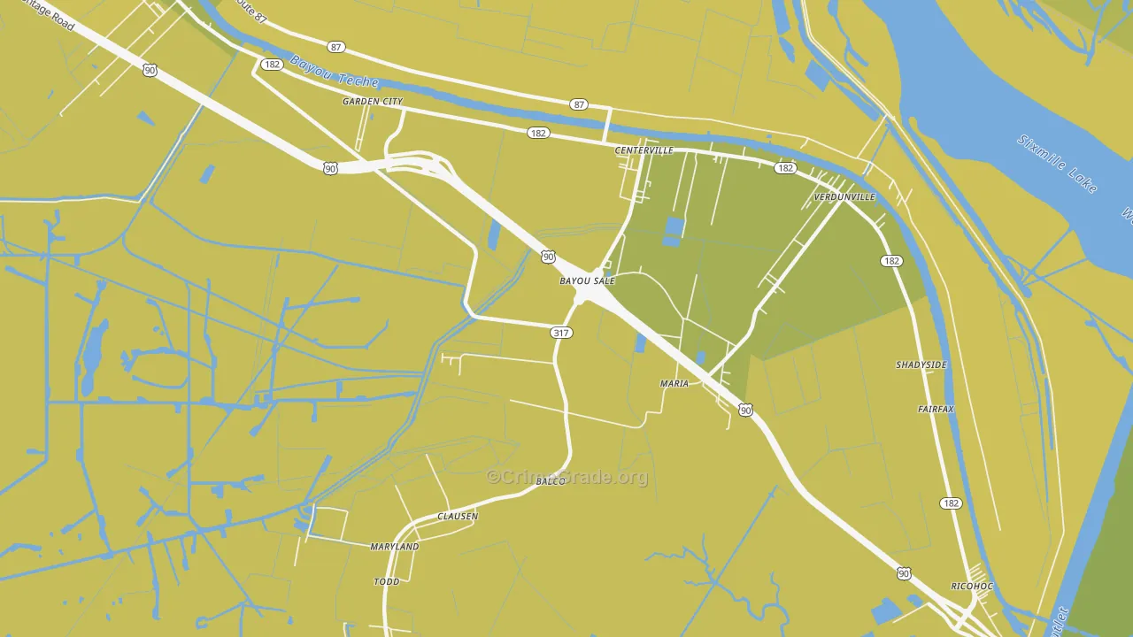 Bayou Sale, LA Map of Vehicle Theft Rates