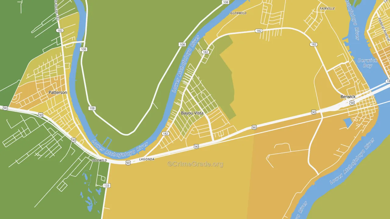 Bayou Vista, LA Map of Vehicle Theft Rates