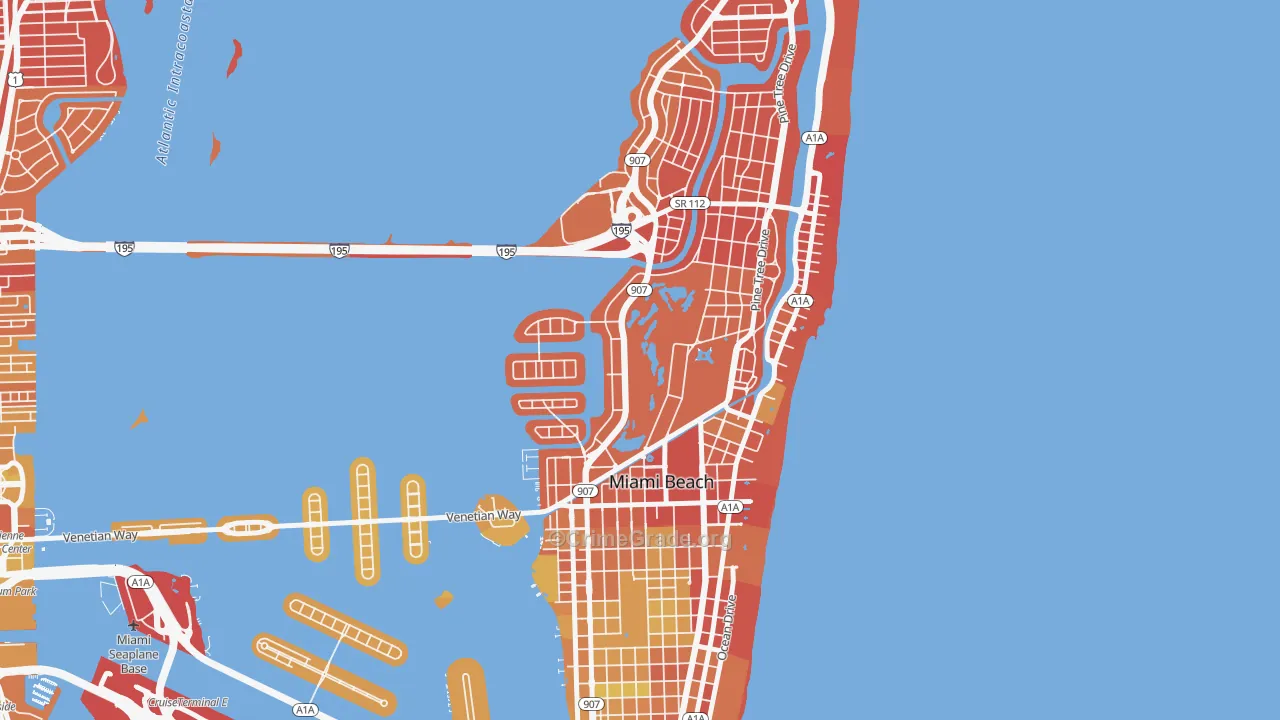 Bayshore, Miami Beach, FL Map of Vehicle Theft Rates