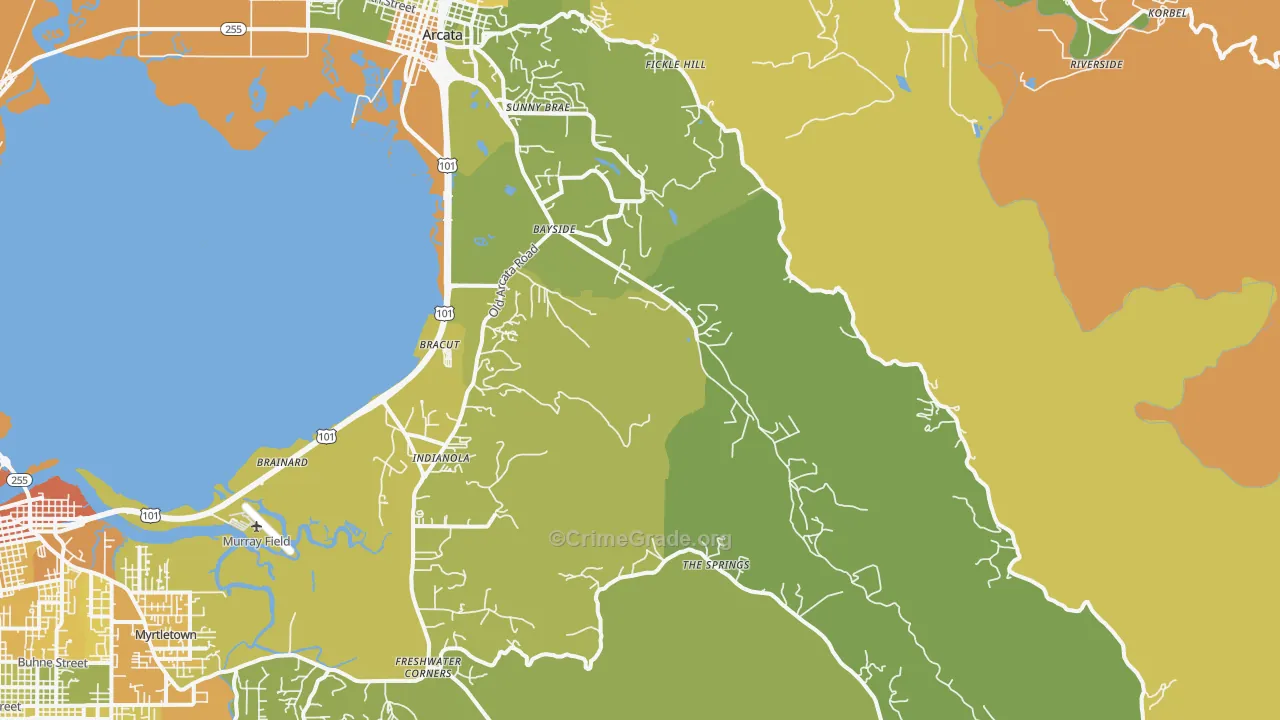 Bayside, CA Map of Vehicle Theft Rates