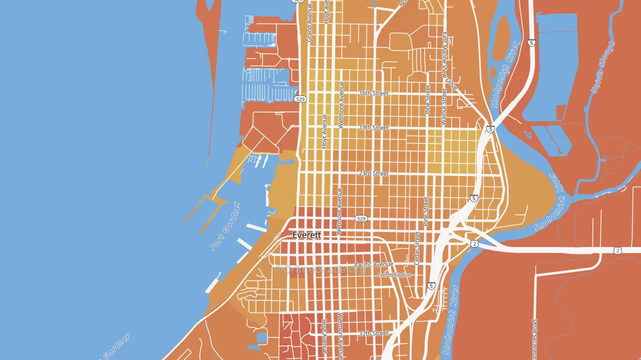 Bayside, Everett, WA Map of Vehicle Theft Rates