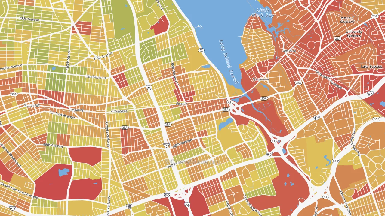 Bayside, Queens, NY Map of Vehicle Theft Rates
