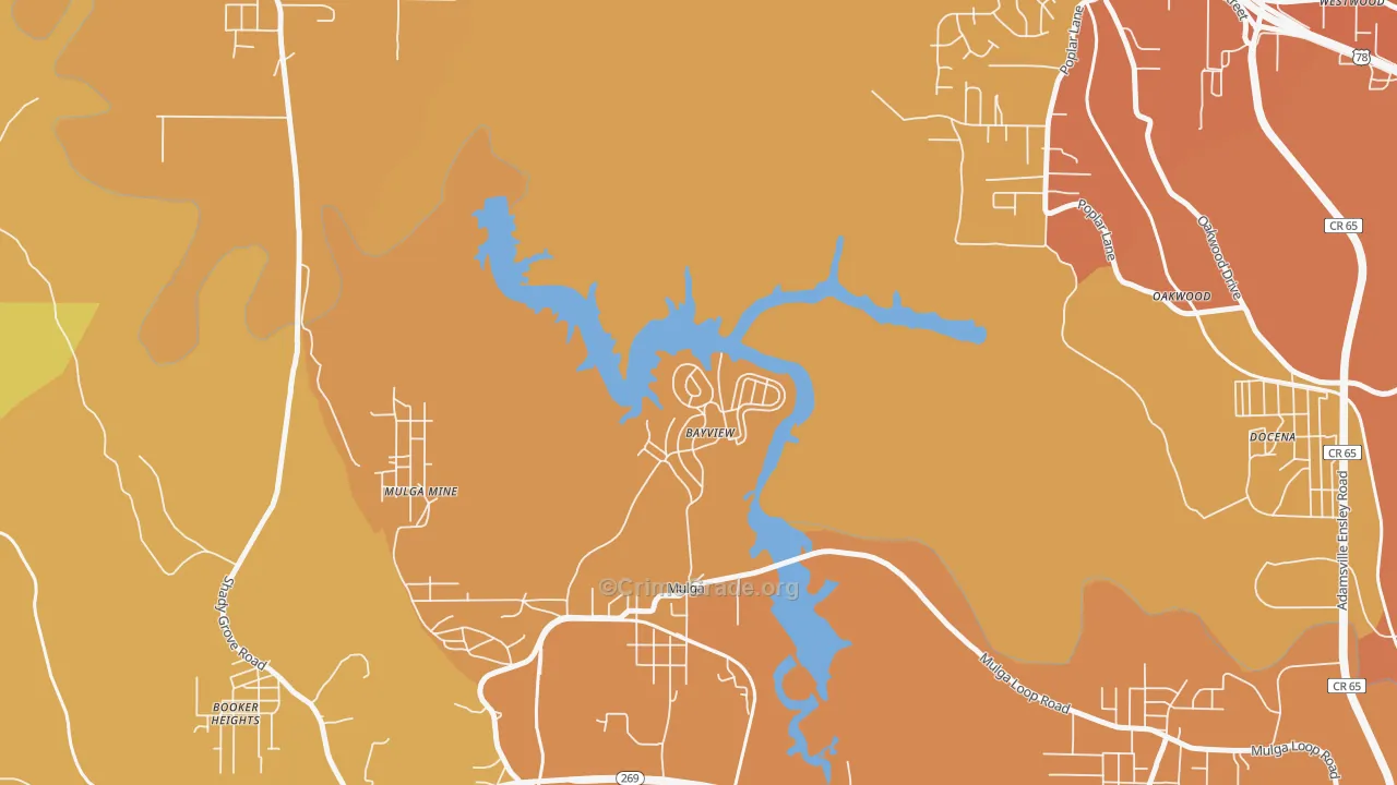 Bayview, AL Map of Vehicle Theft Rates