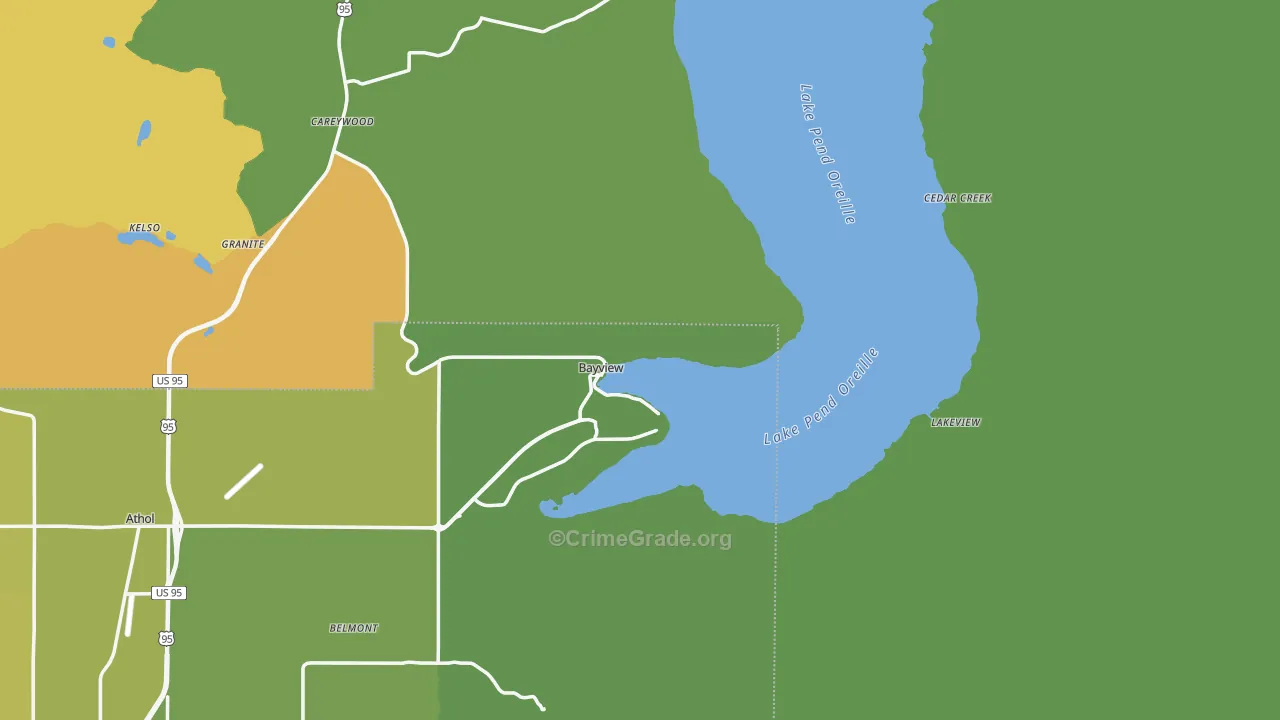 Bayview, ID Map of Vehicle Theft Rates