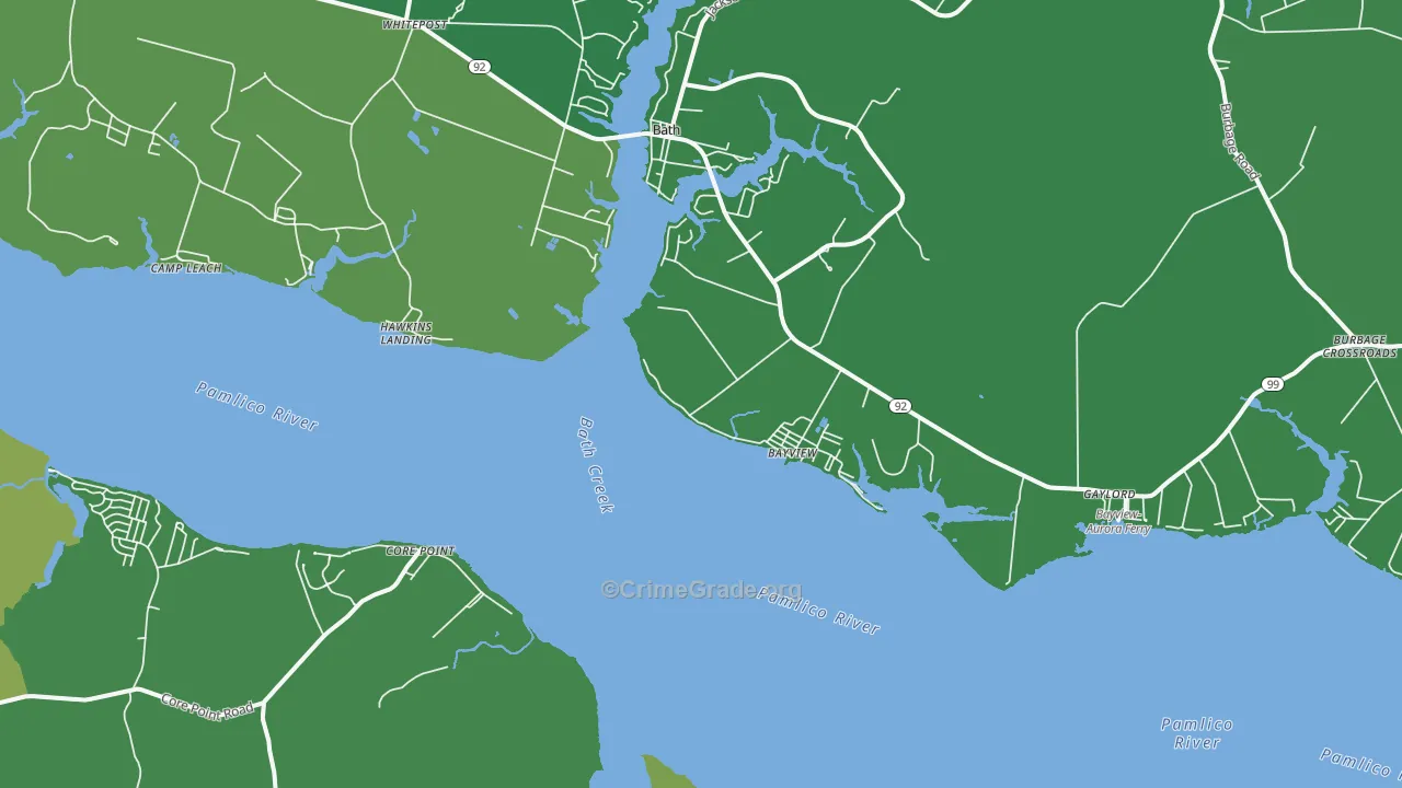 Bayview, NC Map of Vehicle Theft Rates