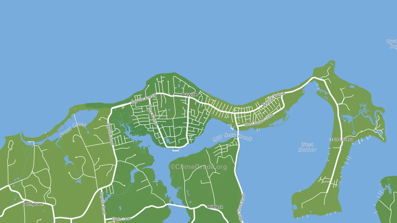 Bayville, NY Map of Vehicle Theft Rates