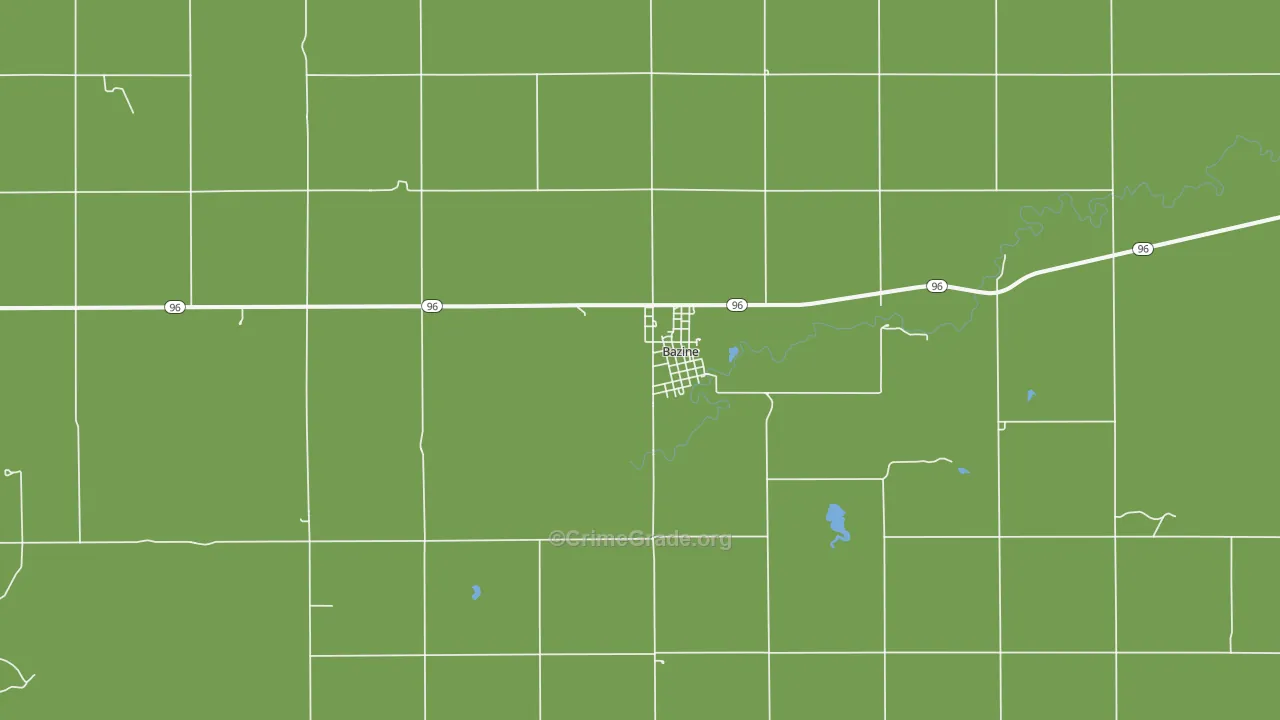 Bazine, KS Map of Vehicle Theft Rates