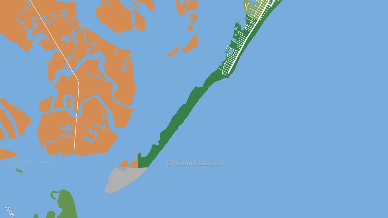 Beach Haven Heights, NJ Map of Vehicle Theft Rates