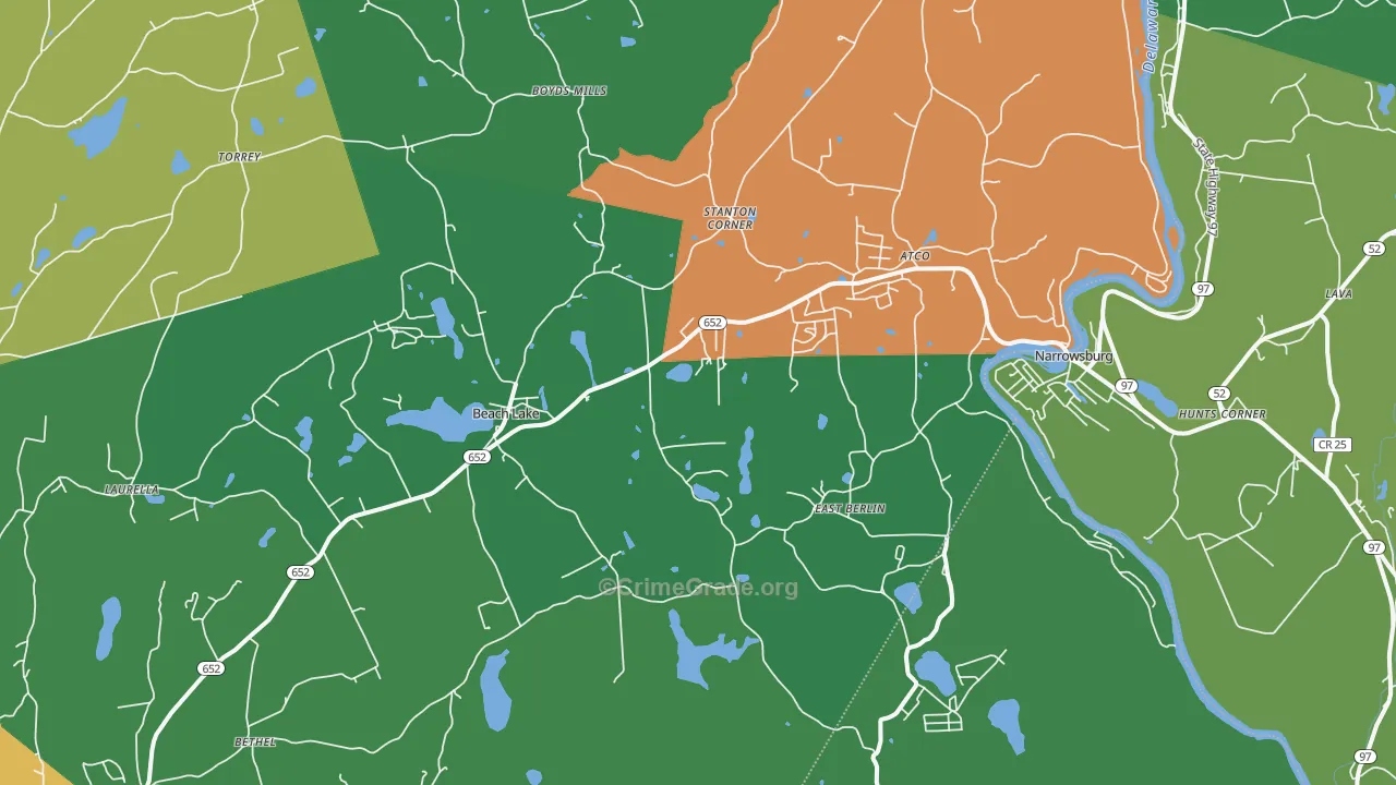 Beach Lake, PA Map of Vehicle Theft Rates