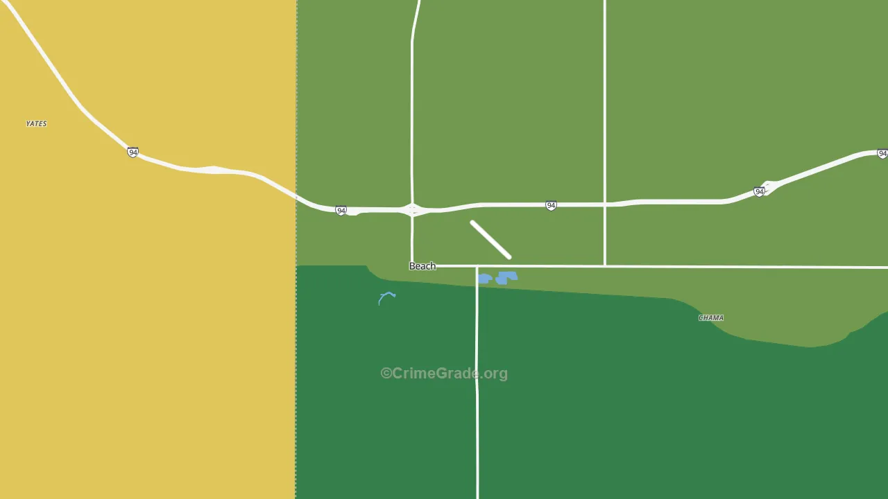 Beach, ND Map of Vehicle Theft Rates