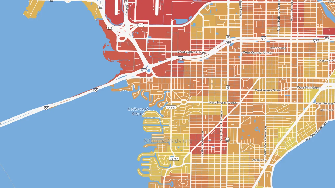 Beach Park, Tampa, FL Map of Vehicle Theft Rates