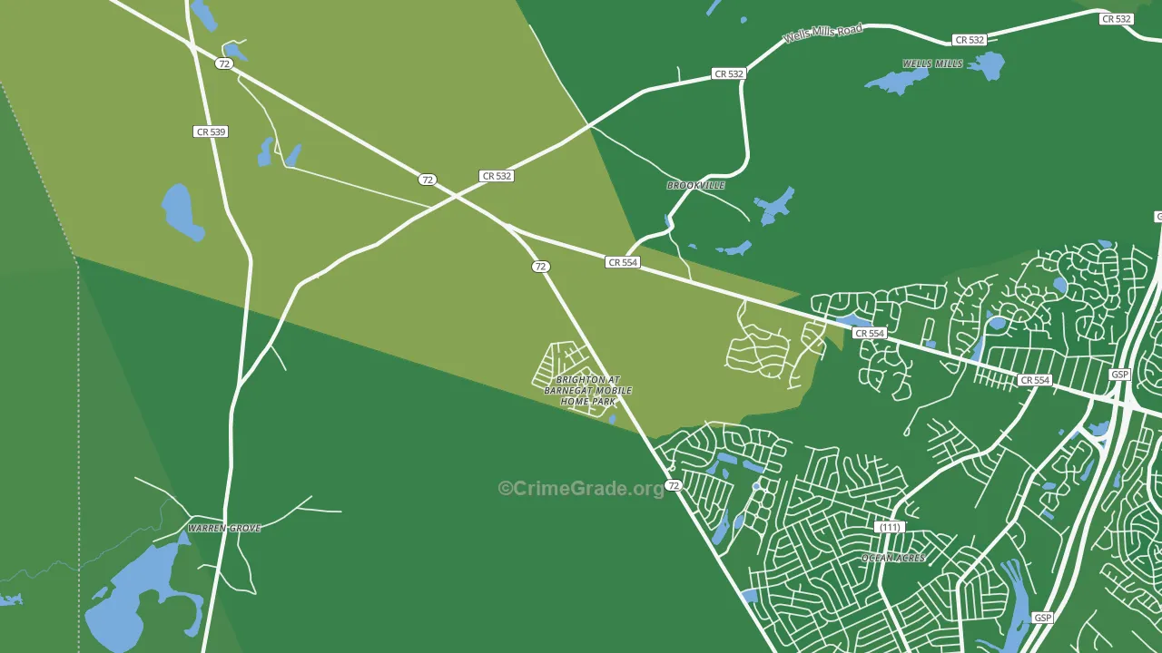 Beach View, NJ Map of Vehicle Theft Rates