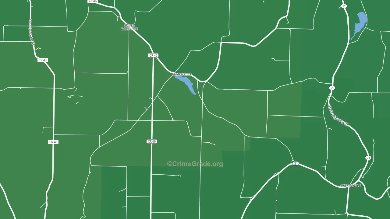 Beachville, NY Map of Vehicle Theft Rates