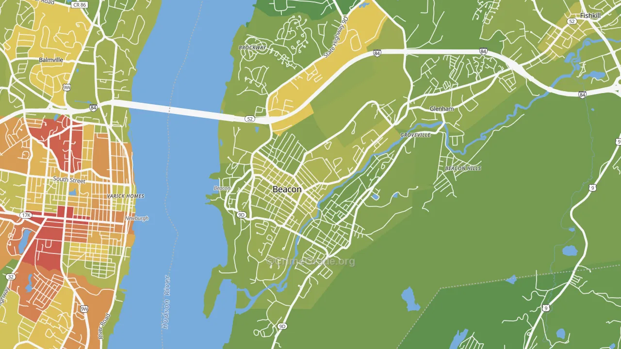 Beacon, NY Map of Vehicle Theft Rates