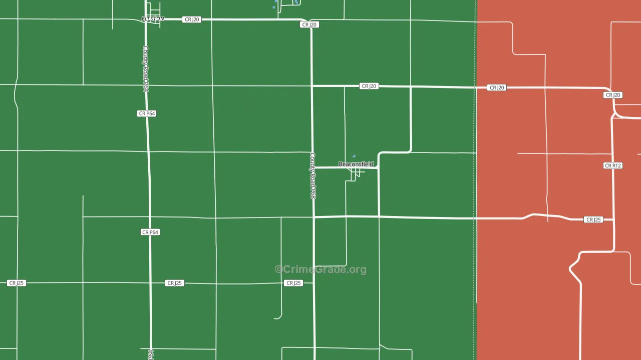 Beaconsfield, IA Map of Vehicle Theft Rates