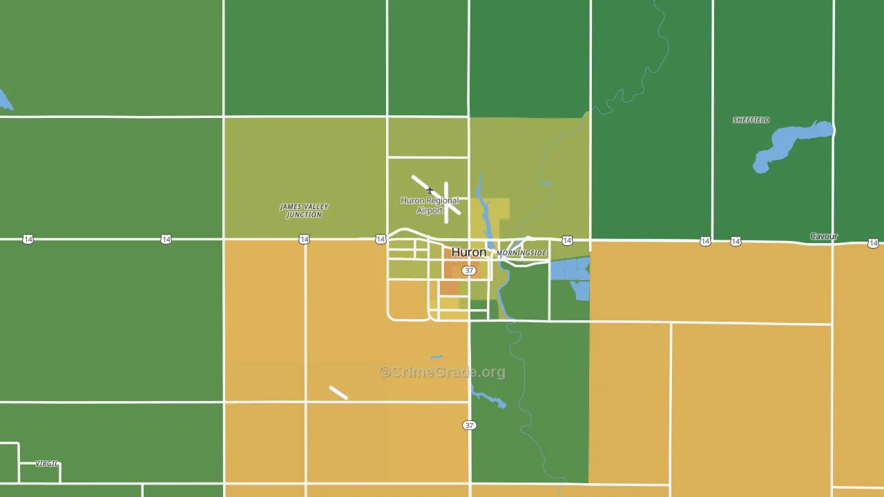 Beadle County, SD Map of Vehicle Theft Rates