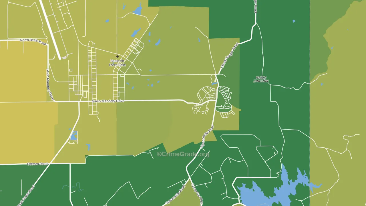 Beale Afb, CA Map of Vehicle Theft Rates