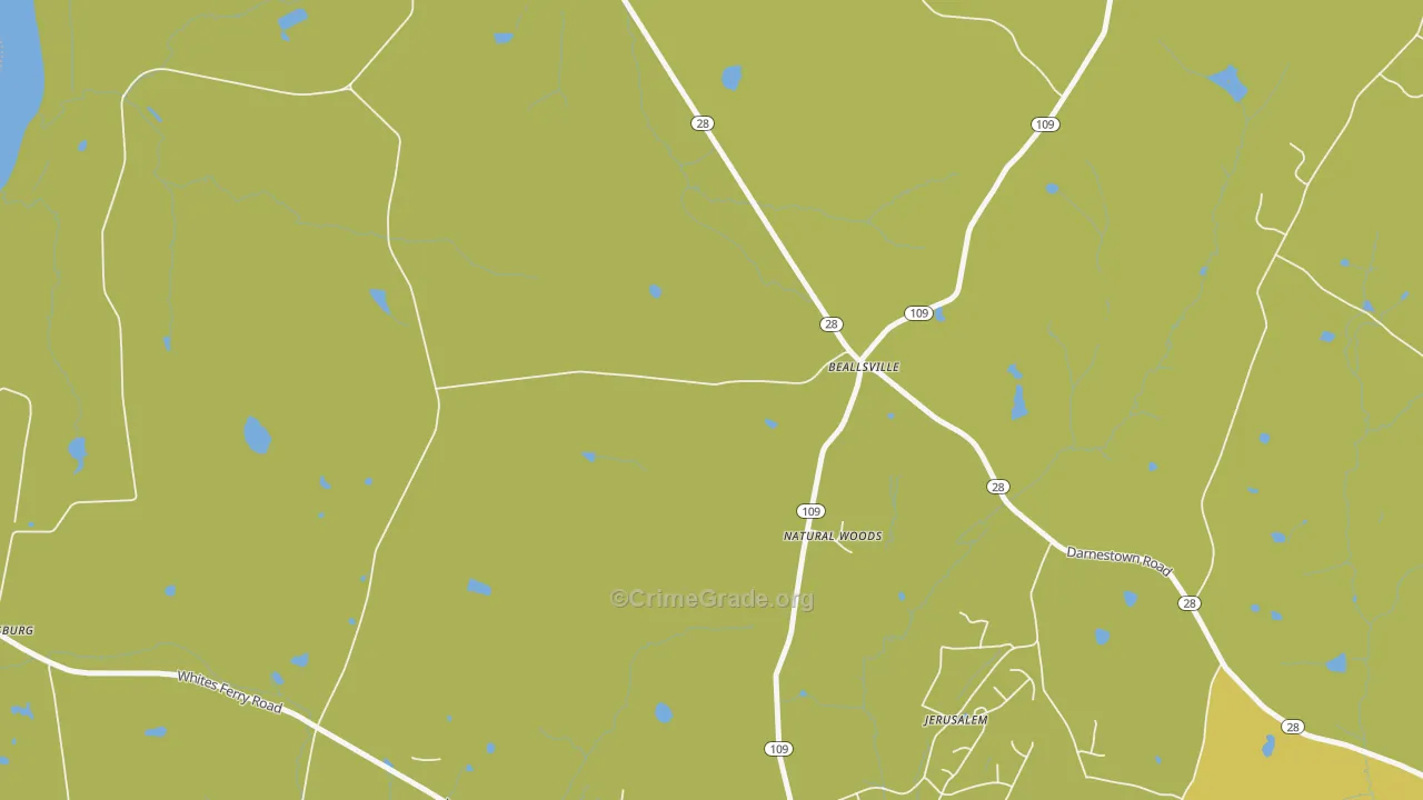 Beallsville, MD Map of Vehicle Theft Rates