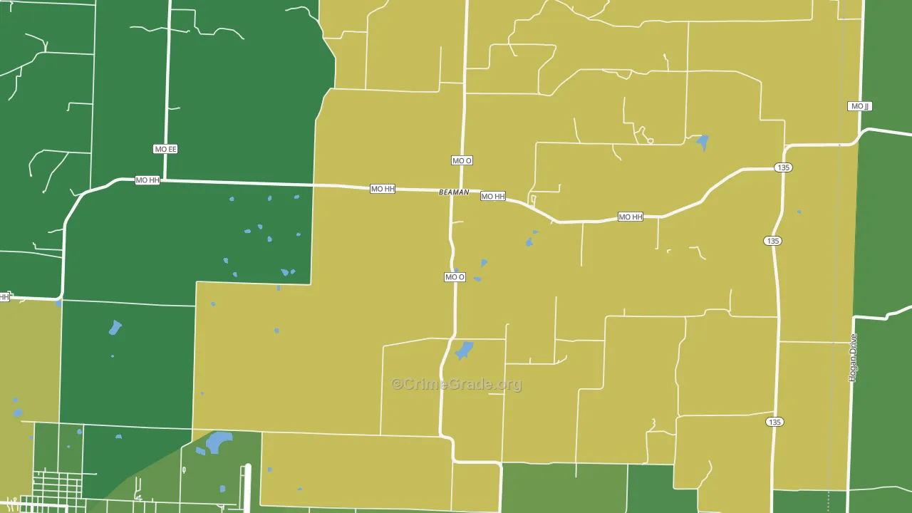 Beaman, MO Map of Vehicle Theft Rates