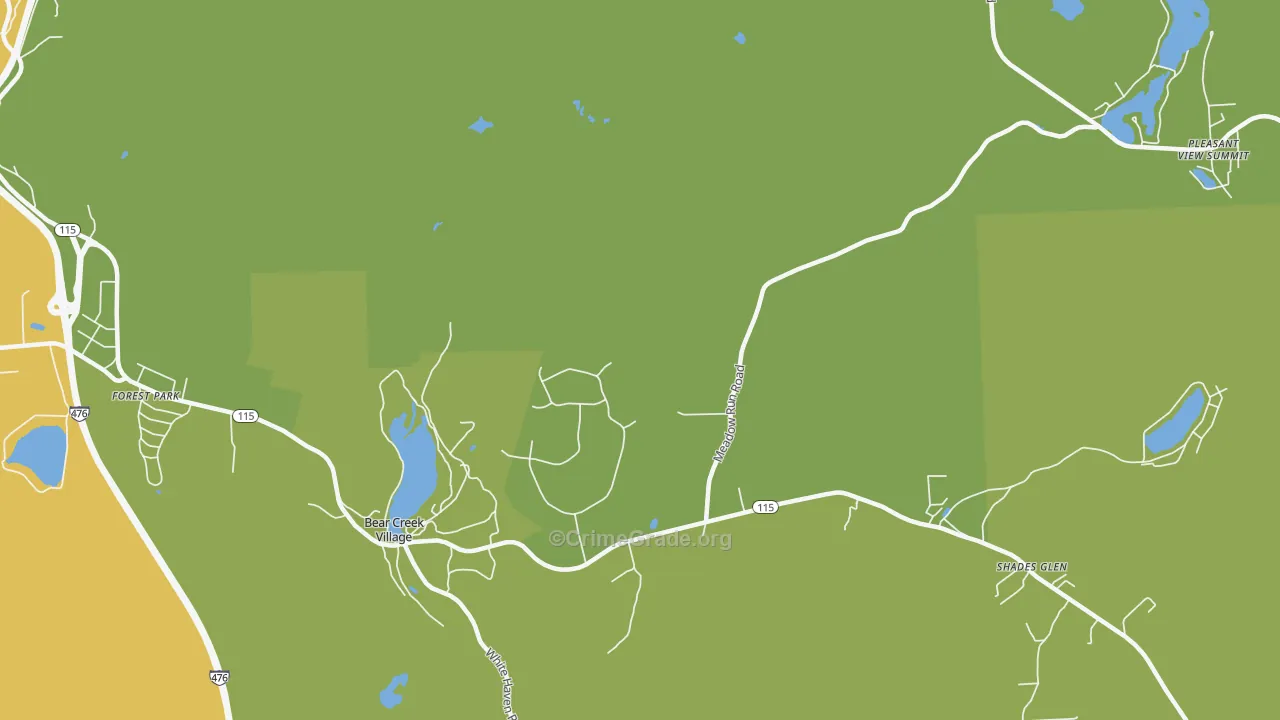 Bear Creek, PA Map of Vehicle Theft Rates