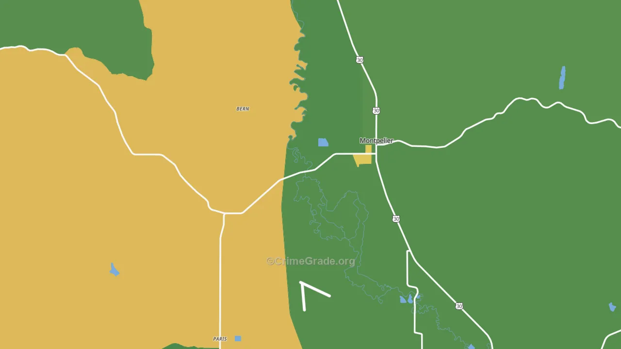 Bear Lake County, ID Map of Vehicle Theft Rates