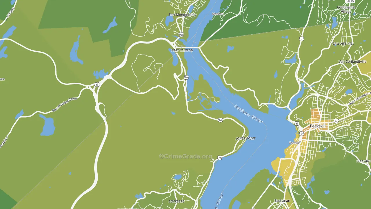 Bear Mountain, NY Map of Vehicle Theft Rates