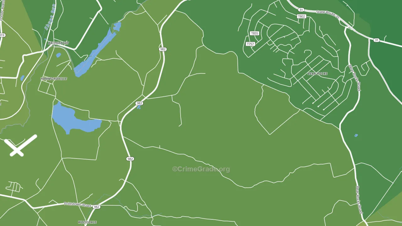 Bear Rocks, PA Map of Vehicle Theft Rates