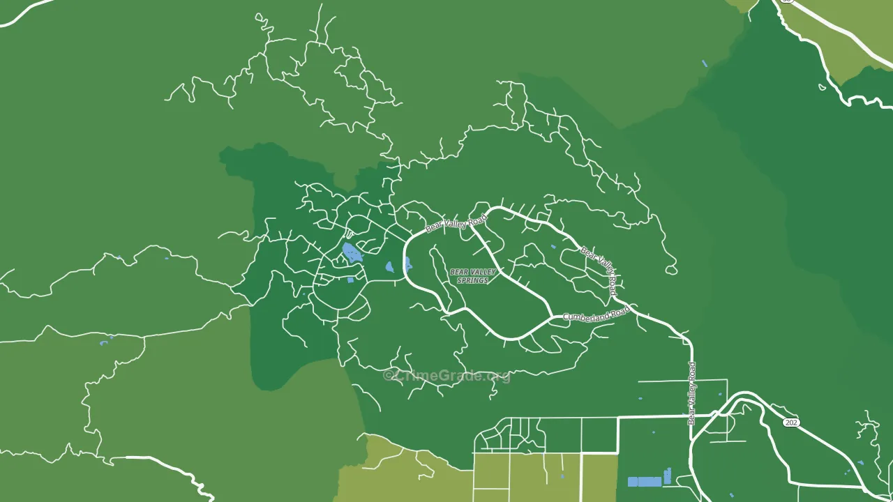 Bear Valley Springs, CA Map of Vehicle Theft Rates