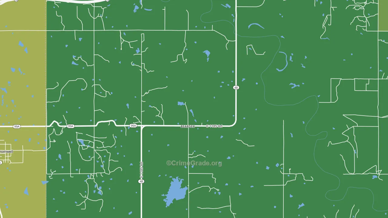 Bearden, OK Map of Vehicle Theft Rates