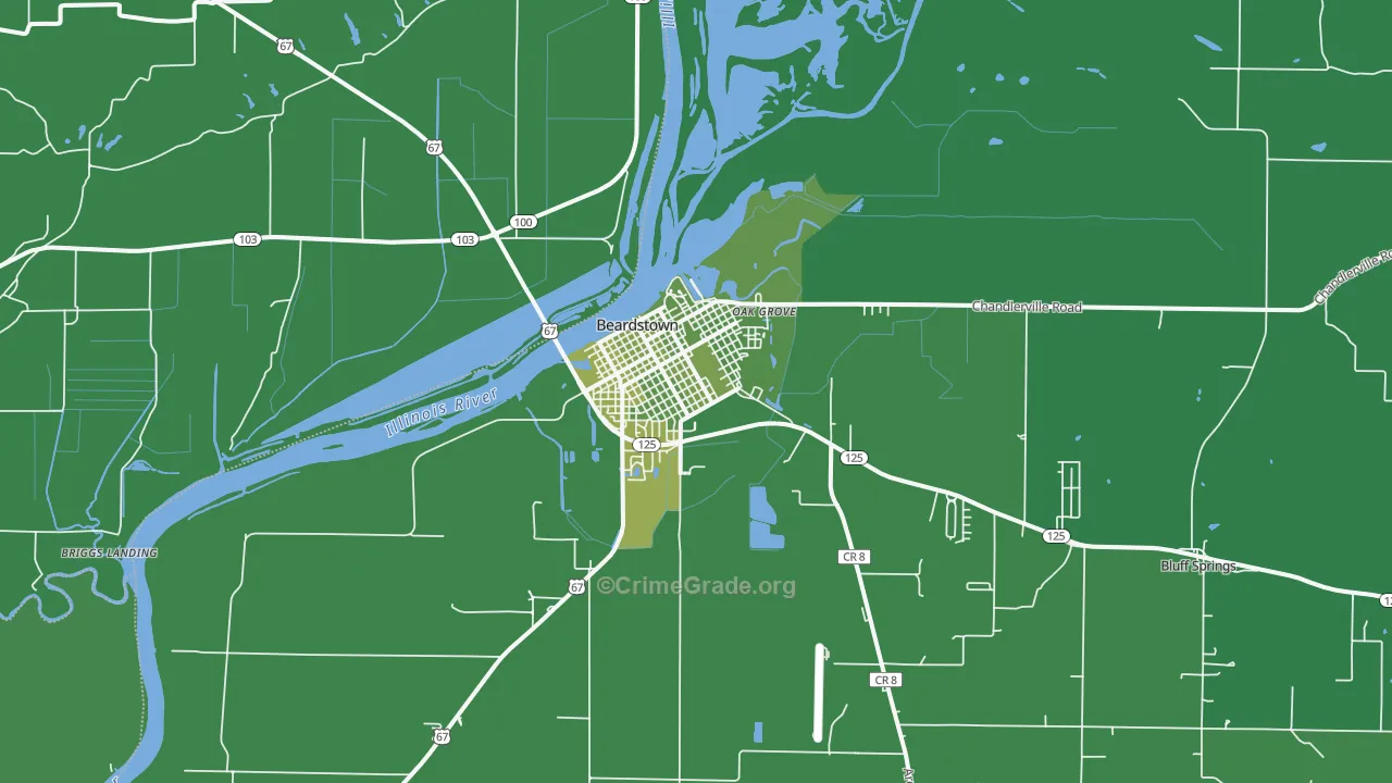 Beardstown, IL Map of Vehicle Theft Rates