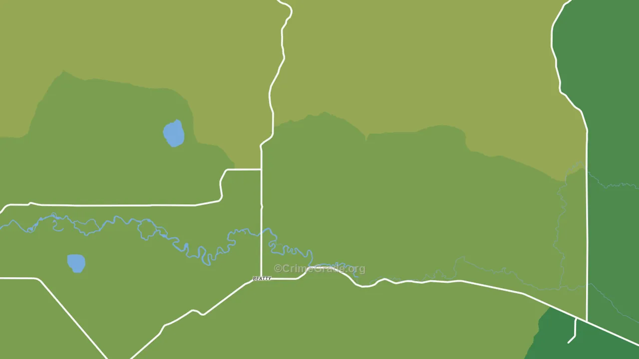 Beatty, OR Map of Vehicle Theft Rates