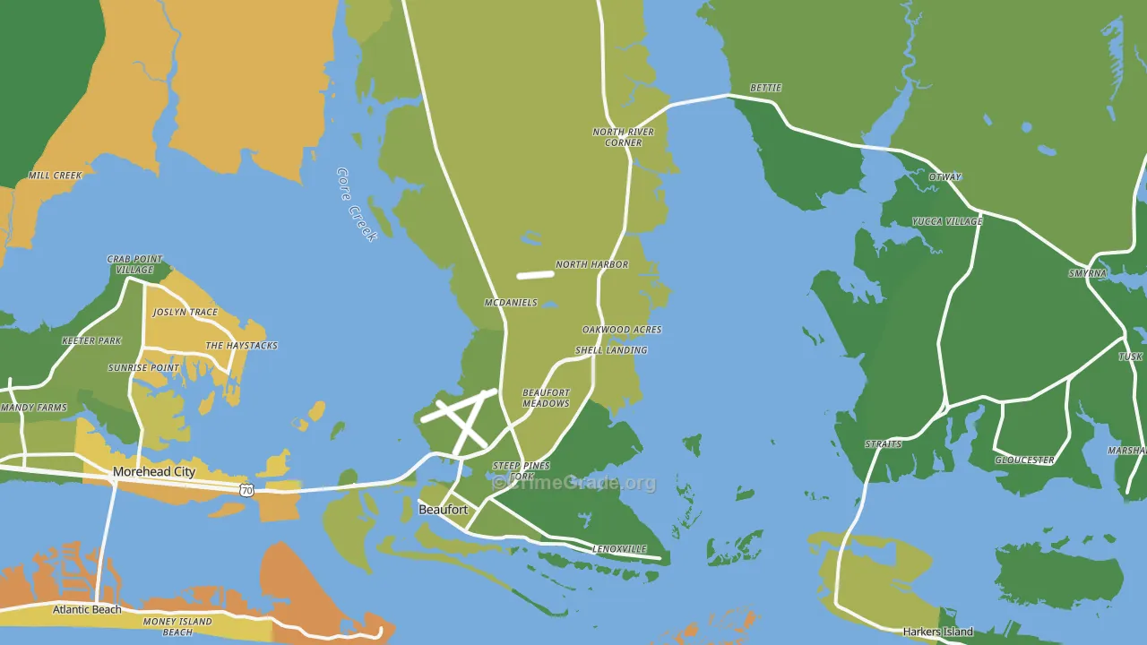 Beaufort, NC Map of Vehicle Theft Rates