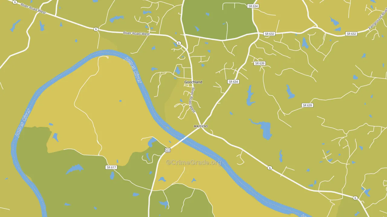 Beaumont, VA Map of Vehicle Theft Rates
