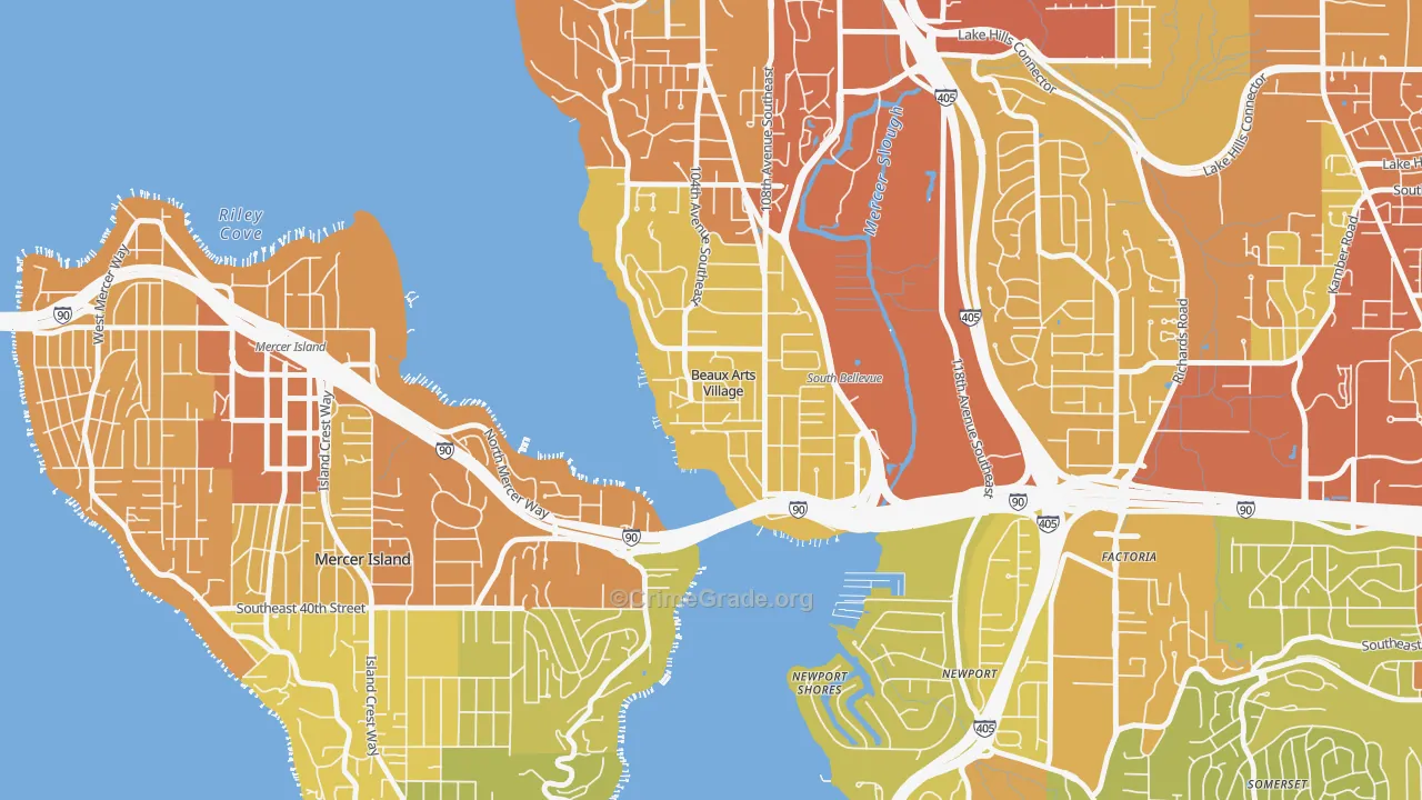 Beaux Arts Village, WA Map of Vehicle Theft Rates