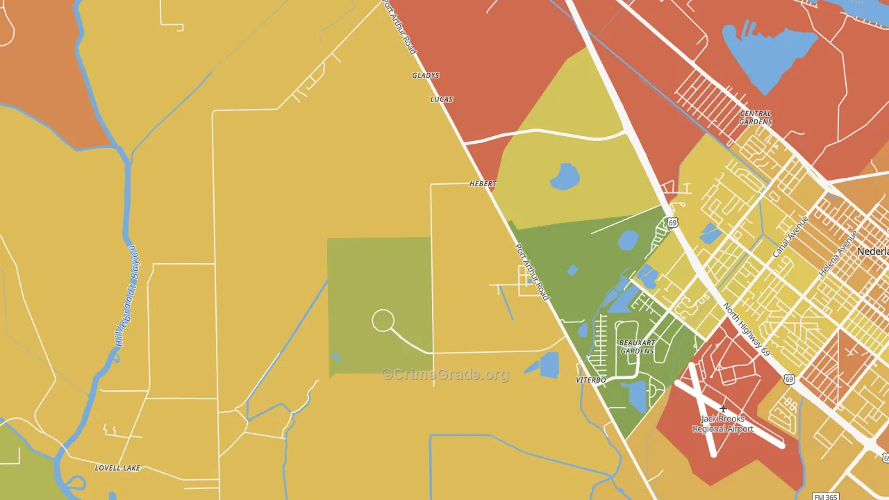 Beauxart Gardens, TX Map of Vehicle Theft Rates