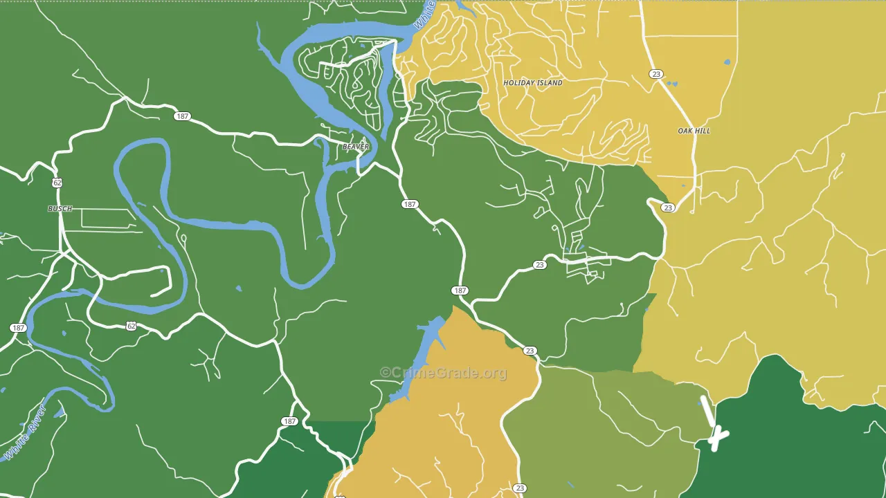 Beaver, AR Map of Vehicle Theft Rates